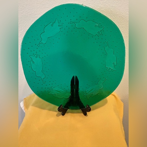 Green glass Angels 12” Christmas serving platter. - Picture 4 of 10